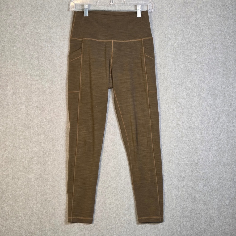 prAna Women Medium Becksa‎ Leggings Brown Space Dye High Rise Pocket Pants
